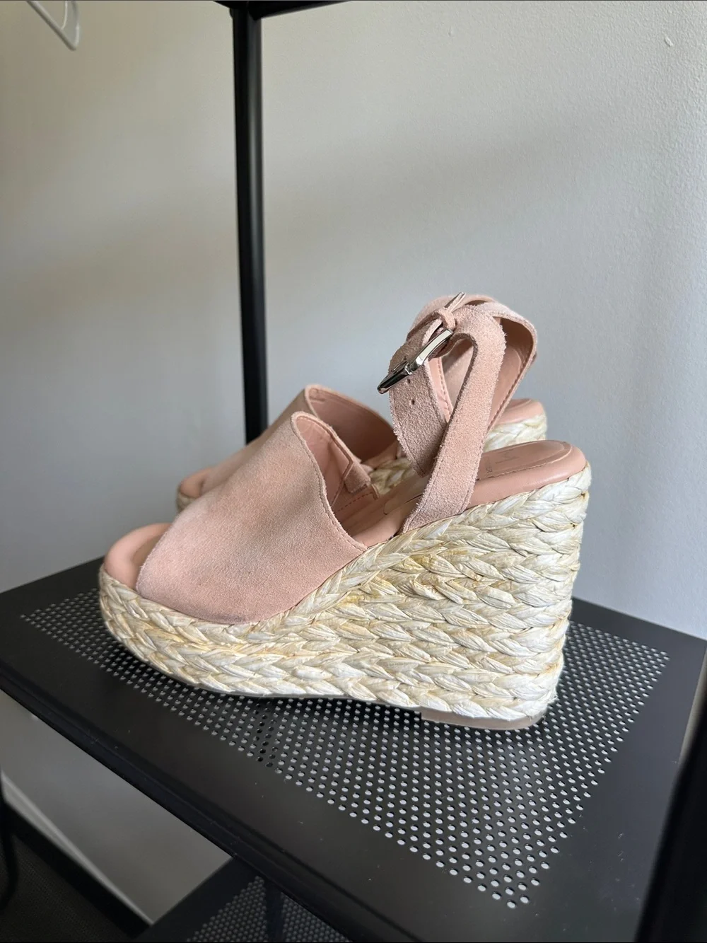 Marc Fisher Pink Suede Platform Espadrille Sandals